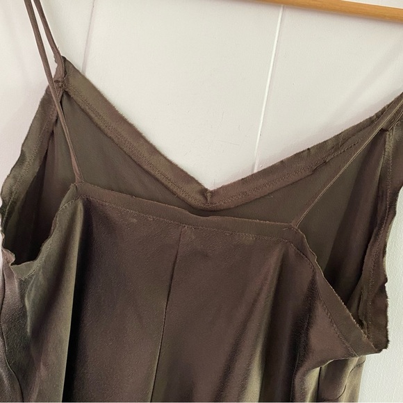 Alan Bilzerian 100% Silk Brown Chocolate Chemise Style Cami Top Spaghetti Straps - Picture 12 of 14